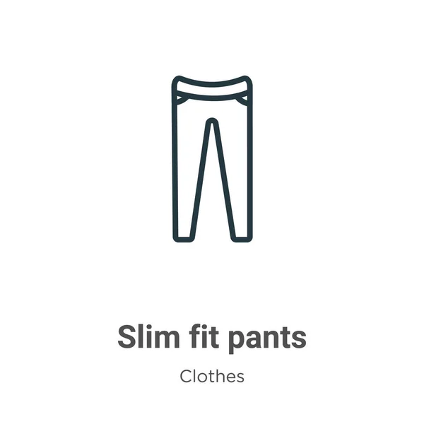 Slim Fit Pantalon Contour Icône Vectorielle Mince Ligne Noir Slim — Image vectorielle