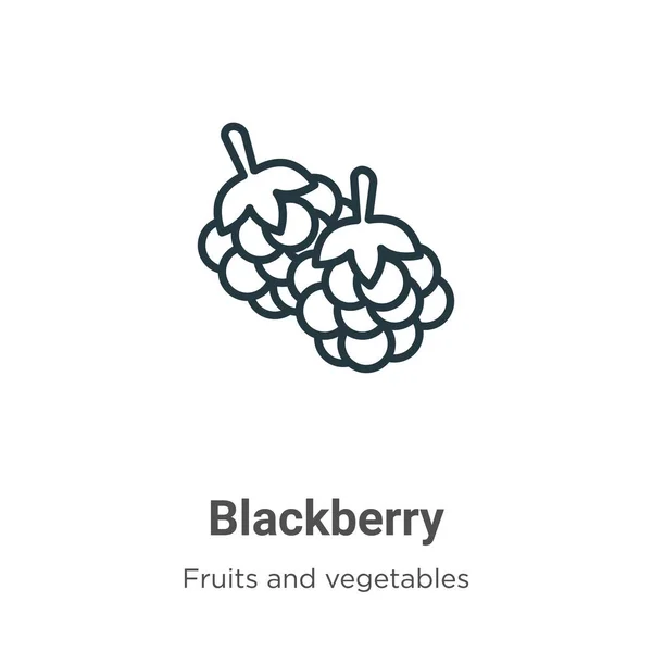 ブラックベリーの輪郭ベクトルアイコン 薄いラインブラックベリーアイコン フラットベクトルシンプルな要素イラストから編集可能な果物や野菜のコンセプト白の背景に孤立ストローク — ストックベクタ