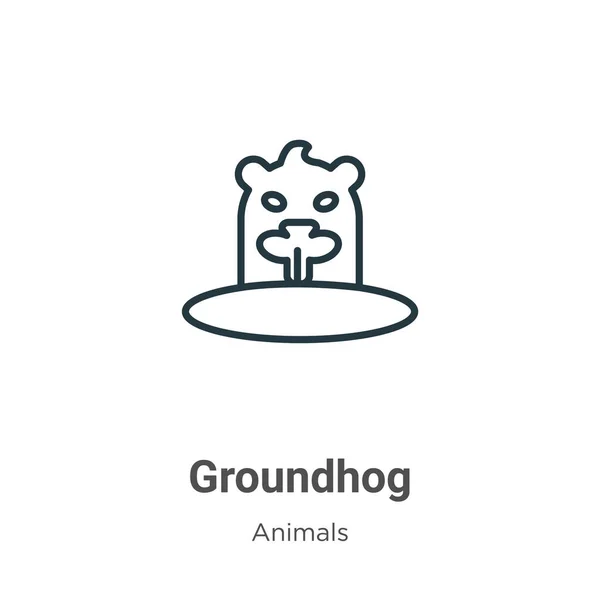 Groundhog Outline Vector Icon Thin Line Black Ground Hog Icon — 스톡 벡터