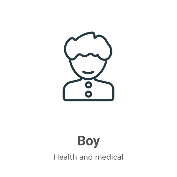 男の子アウトラインベクトルアイコン 細い線黒の少年のアイコン 白の背景に編集可能な健康コンセプト孤立ストロークからフラットベクトルシンプルな要素イラスト — ストックベクタ