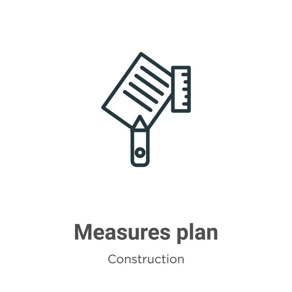 Measures Plan Outline Vector Icon Thin Line Black Measures Plan — Stock Vector