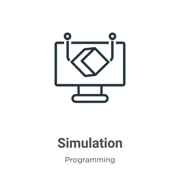 Simulatie Schema Vectoricoon Dunne Lijn Zwart Simulatie Icoon Platte Vector — Stockvector