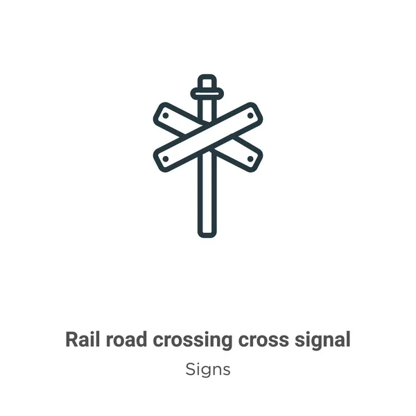 Carretera Ferroviaria Cruzando Señal Transversal Contorno Icono Del Vector Línea — Vector de stock