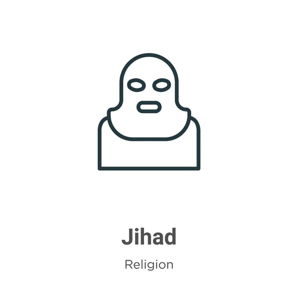 Icono Vector Contorno Jihad Icono Yihad Negra Línea Delgada Ilustración — Vector de stock