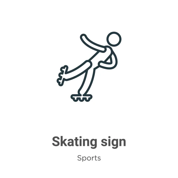 Skating Sign Outline Vector Icon Thin Line Black Skating Sign — Stock Vector