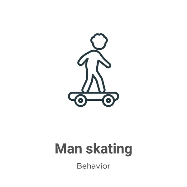 男子滑冰轮廓矢量图标 细线黑人男子滑冰图标 平面矢量简单元素说明从可编辑行为概念孤立中风白色背景 — 图库矢量图片