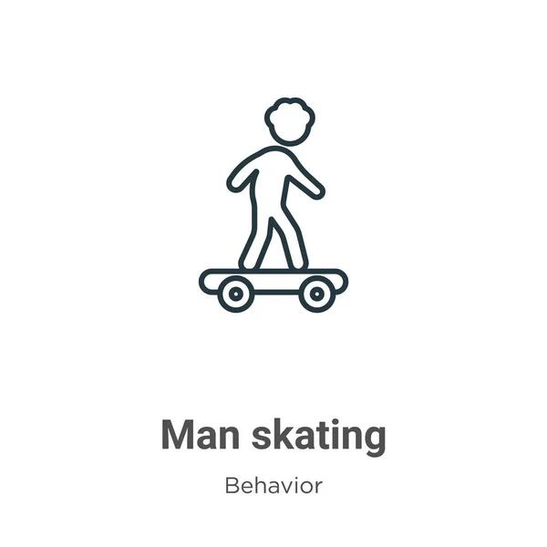 Man Schaatsen Outline Vector Icoon Dunne Lijn Zwart Man Schaatsen — Stockvector