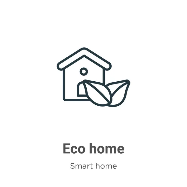 Eco Home Outline Vektor Symbol Dünne Linie Schwarz Eco Home — Stockvektor