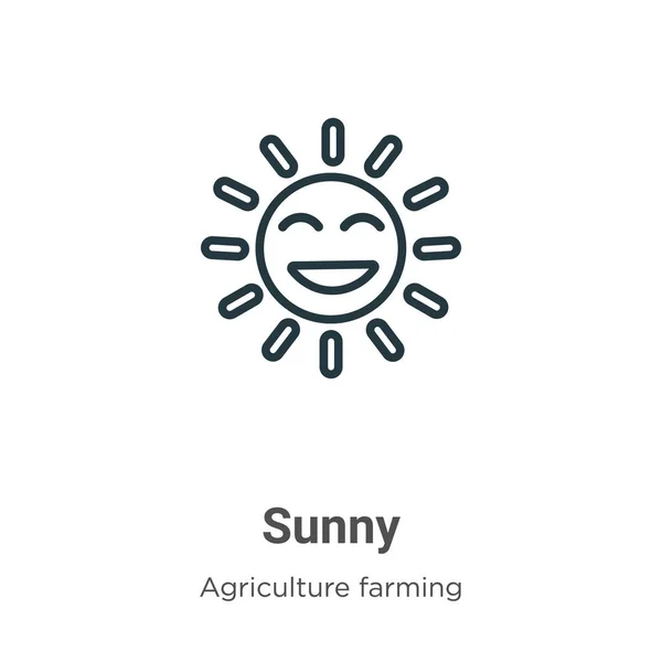 Значок Вектора Солнечного Контура Тонкая Линия Черная Солнечная Иконка Плоский — стоковый вектор