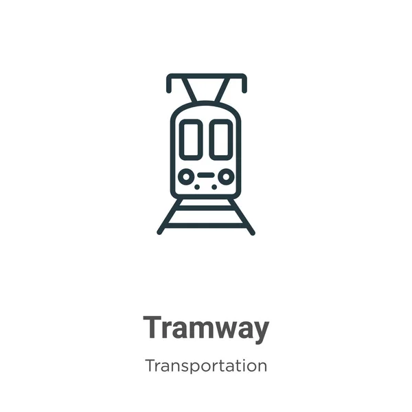 Tramvay Ana Hat Vektör Simgesi Nce Çizgi Siyah Tramvay Yolu — Stok Vektör