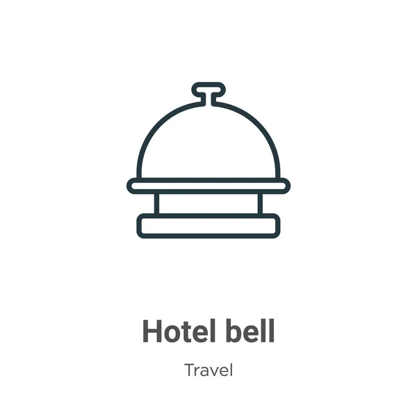 ホテルのベルの輪郭ベクトルアイコン 細い線黒のホテルの鐘のアイコン フラットベクトルシンプルな要素イラストから編集可能な旅行のコンセプト白の背景に孤立ストローク — ストックベクタ