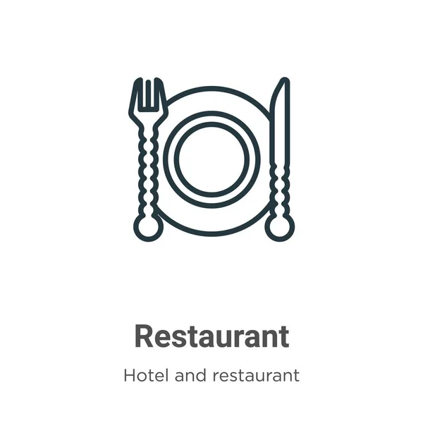 レストラン概要ベクトルアイコン 細い線黒のレストランのアイコン 白の背景に編集可能なホテルのコンセプト分離ストロークからフラットベクトルシンプルな要素イラスト — ストックベクタ