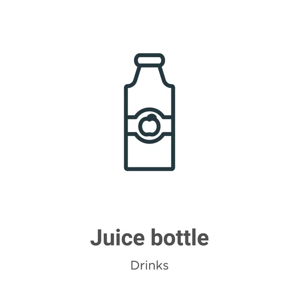 ジュースボトルの輪郭ベクトルアイコン 薄いライン黒ジュースボトルアイコン フラットベクトルシンプルな要素イラストから編集可能なドリンクコンセプト白の背景に孤立ストローク — ストックベクタ
