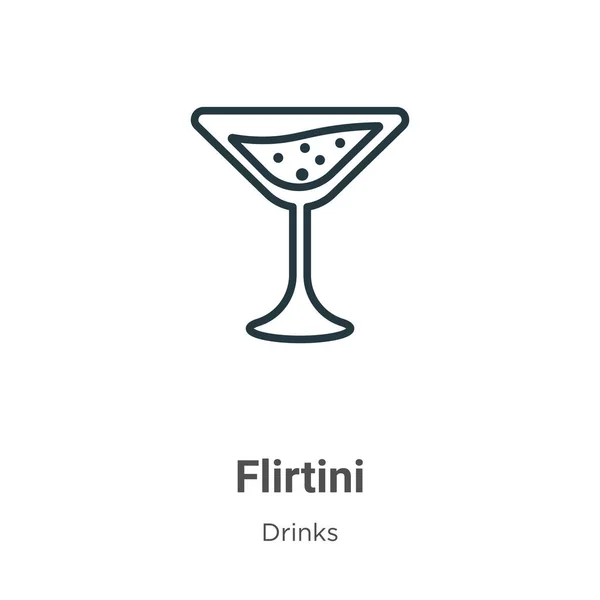 Flirtini Contorno Icono Vector Icono Flirtini Negro Línea Delgada Ilustración — Vector de stock