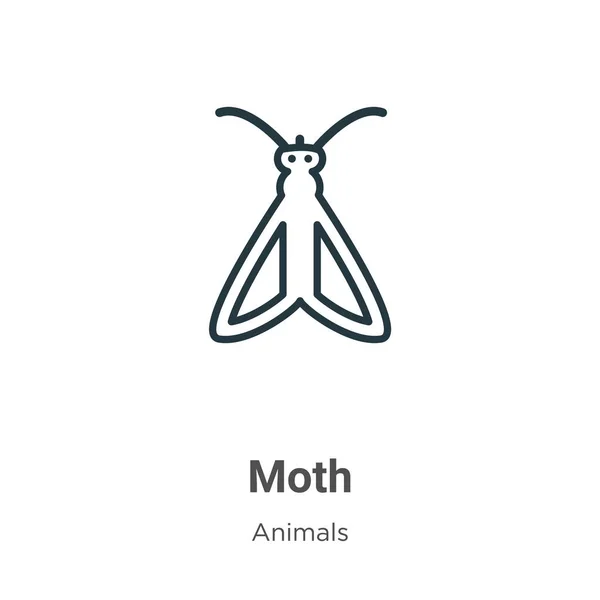 Moth Outline Vector Icon Thin Line Black Moth Icon Flat — Stock Vector