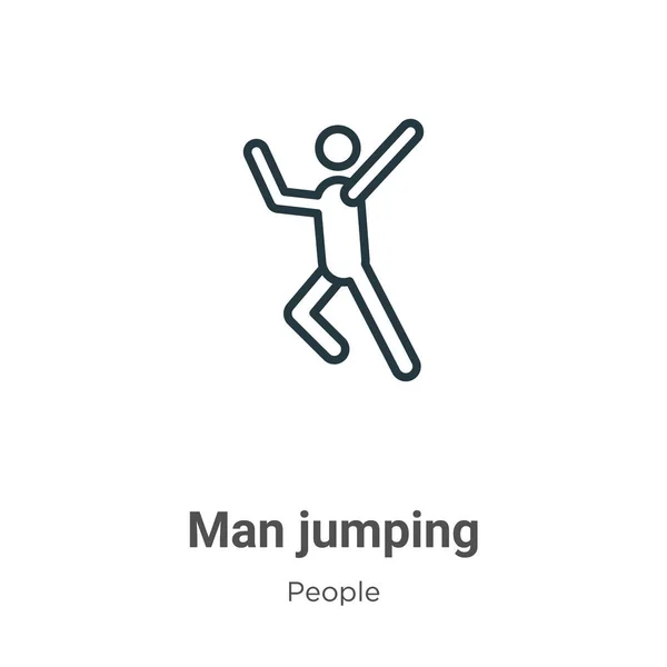 Hombre Saltando Icono Vector Contorno Icono Salto Hombre Negro Línea — Archivo Imágenes Vectoriales