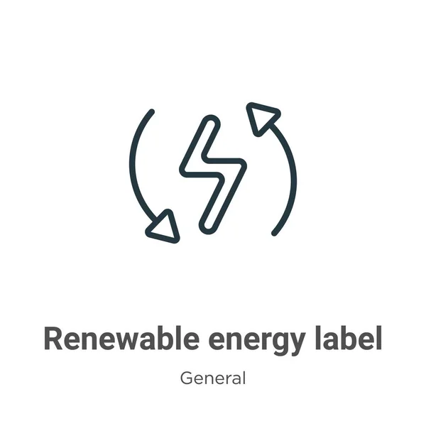 Renewable Energy Label Outline Vector Icon Thin Line Black Renewable — Stock Vector