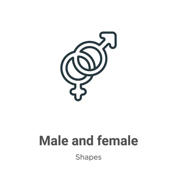 男性と女性のシンボルアウトラインベクトルアイコン 細い線黒の男性と女性のシンボルアイコン 白の背景に白い背景に独立したストロークをコンセプトに編集可能な形状からフラットベクトルシンプルな要素イラスト — ストックベクタ