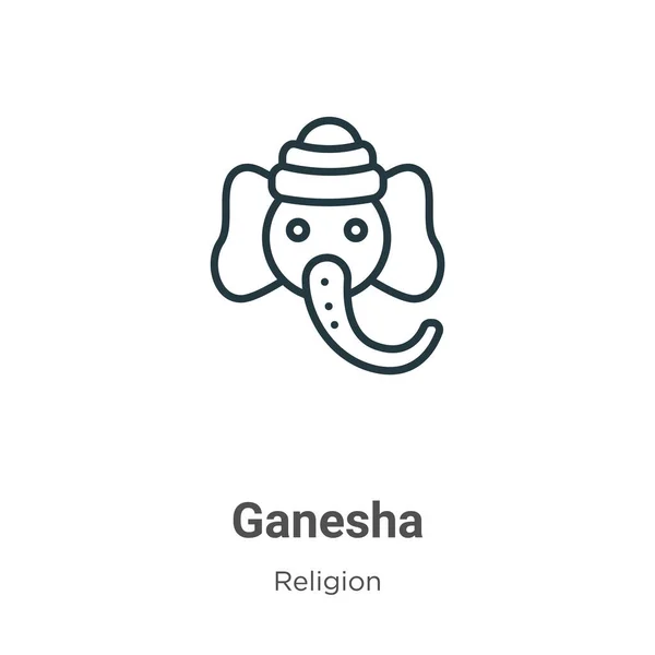 Ganesha Umriss Vektor Symbol Dünne Linie Schwarzes Ganesha Symbol Flacher — Stockvektor