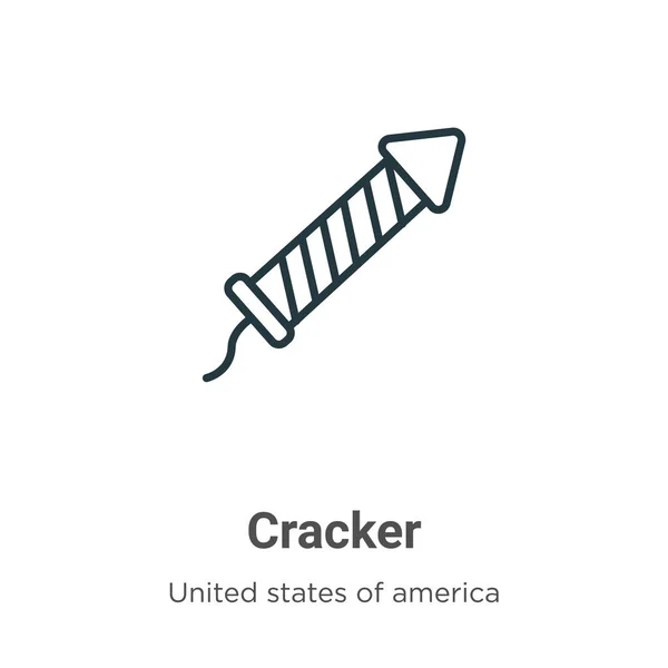 Cracker概述了向量图标 细线黑色破碎机图标 平面矢量简单元素说明从可编辑的美国概念孤立中风白色背景 — 图库矢量图片