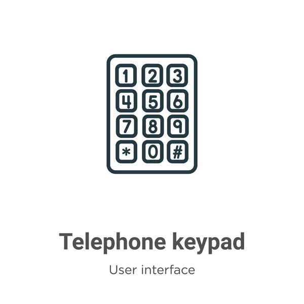Telefoniczna Ikona Wektora Klawiatury Cienki Czarny Telefon Ikona Klawiatury Płaski — Wektor stockowy