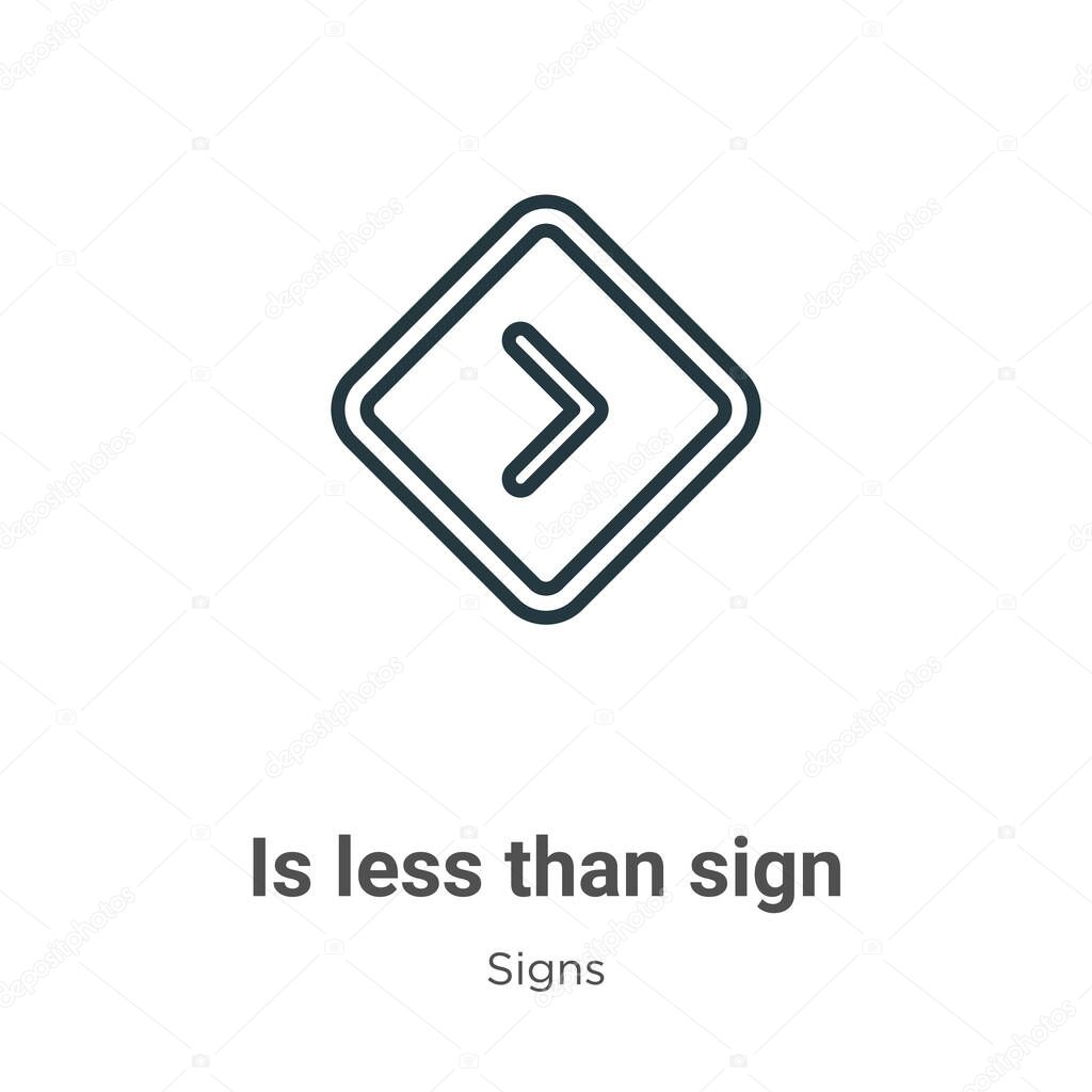Is less than sign outline vector icon. Thin line black is less than sign icon, flat vector simple element illustration from editable signs concept isolated stroke on white background