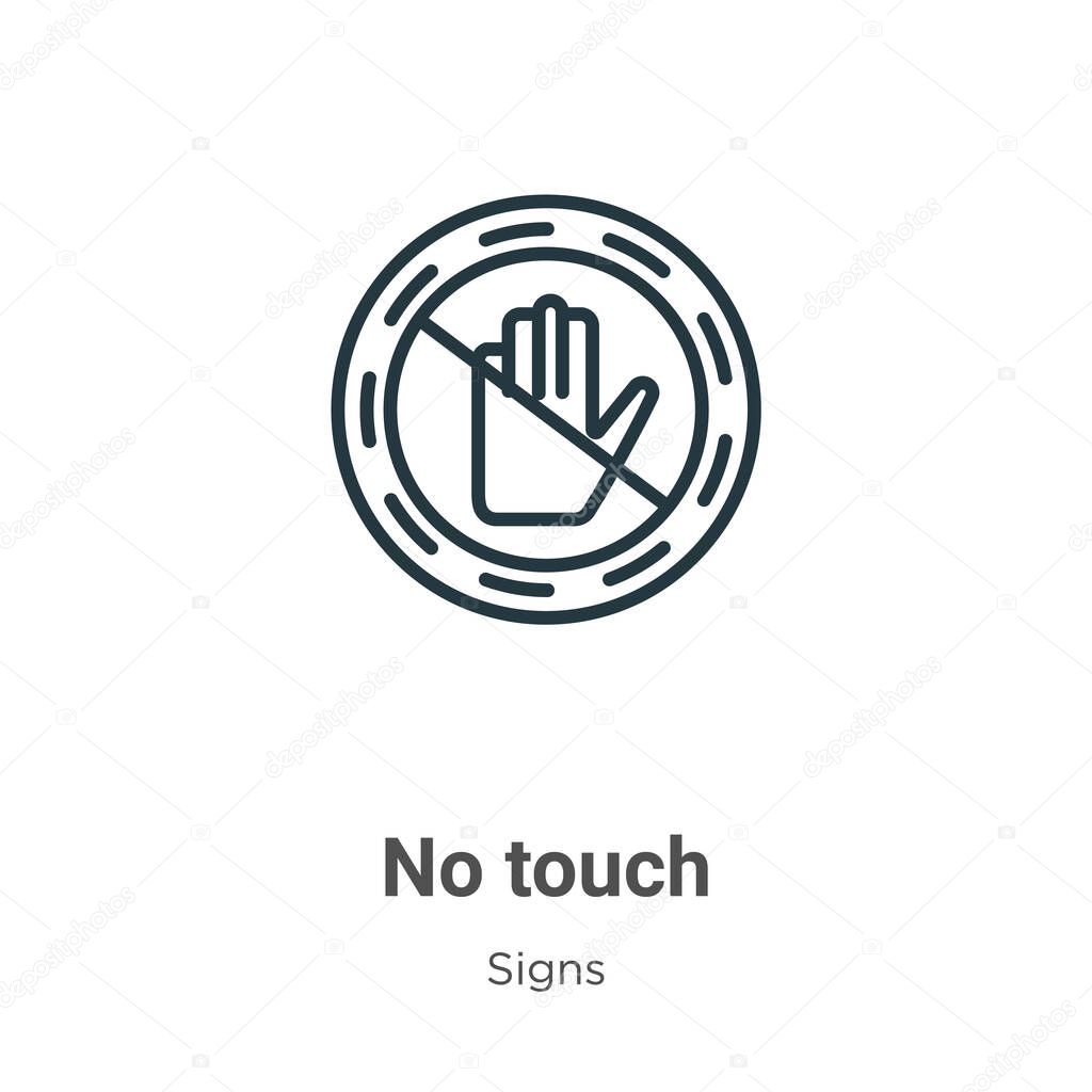 No touch outline vector icon. Thin line black no touch icon, flat vector simple element illustration from editable signs concept isolated stroke on white background