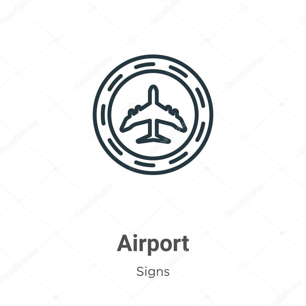 Airport outline vector icon. Thin line black airport icon, flat vector simple element illustration from editable signs concept isolated stroke on white background
