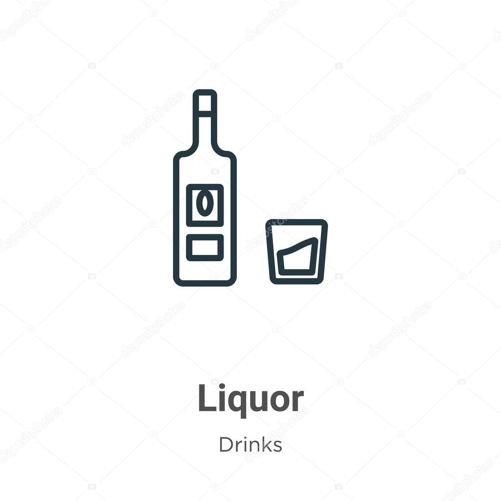 Liquor outline vector icon. Thin line black liquor icon, flat vector simple element illustration from editable drinks concept isolated stroke on white background