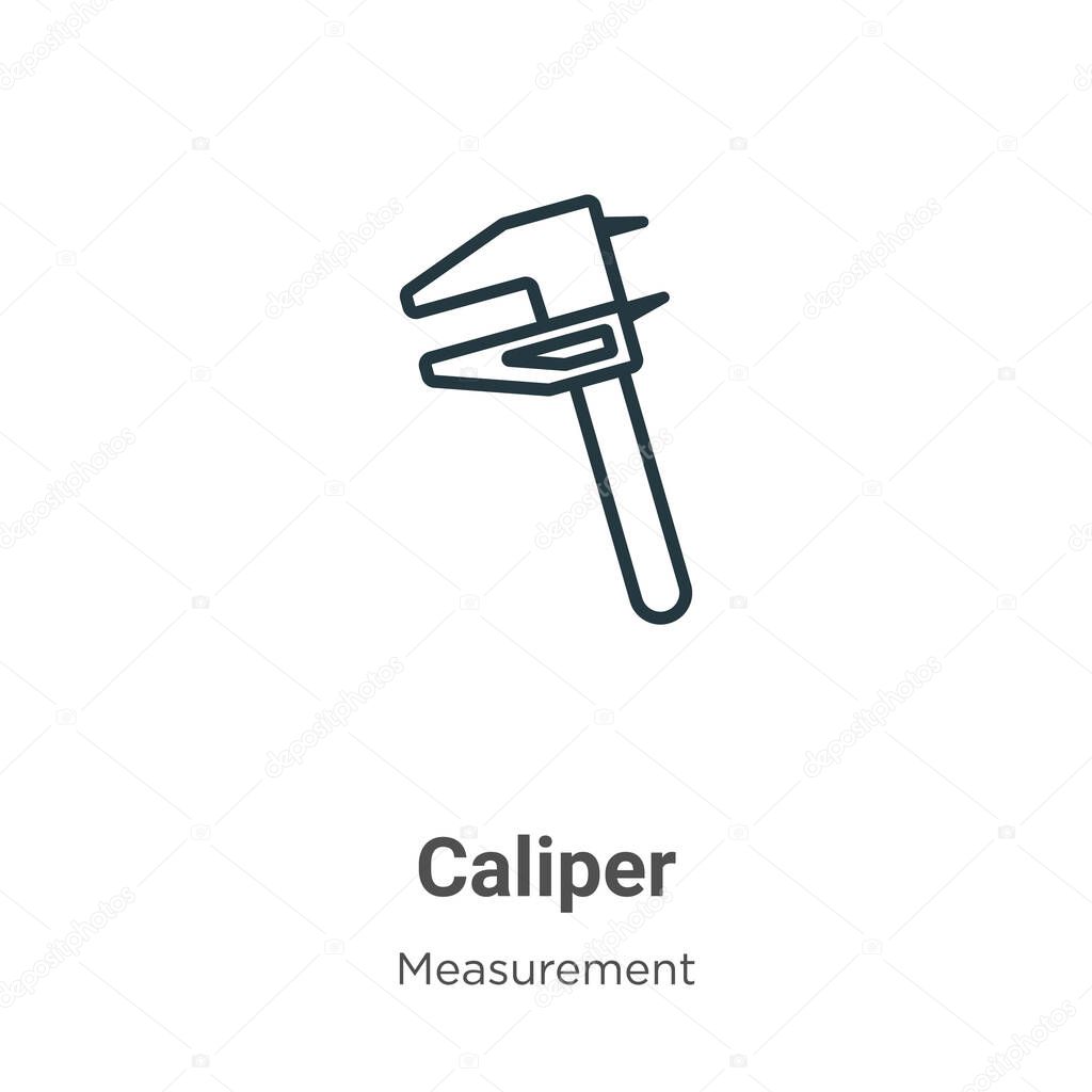 Caliper outline vector icon. Thin line black caliper icon, flat vector simple element illustration from editable measurement concept isolated stroke on white background