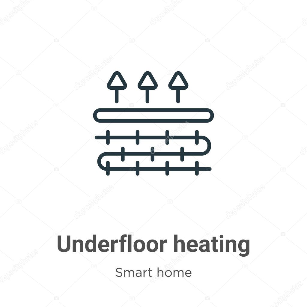 Underfloor heating outline vector icon. Thin line black underfloor heating icon, flat vector simple element illustration from editable smart home concept isolated stroke on white background