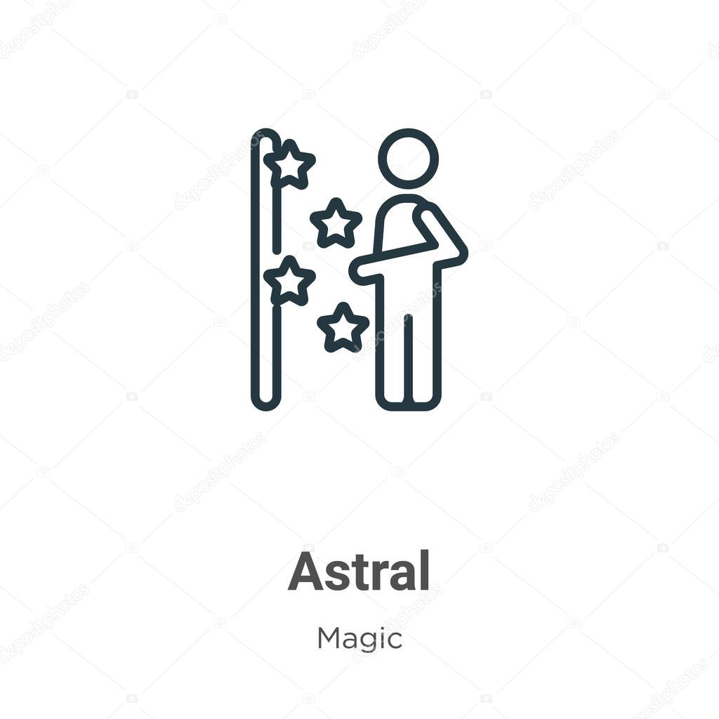 Astral outline vector icon. Thin line black astral icon, flat vector simple element illustration from editable magic concept isolated stroke on white background