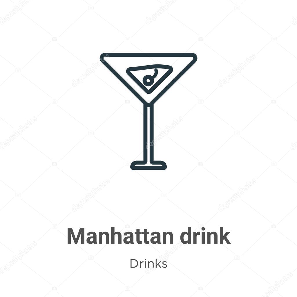 Manhattan drink outline vector icon. Thin line black manhattan drink icon, flat vector simple element illustration from editable drinks concept isolated stroke on white background