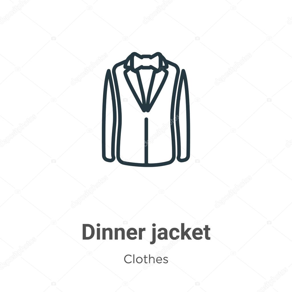 Dinner jacket outline vector icon. Thin line black dinner jacket icon, flat vector simple element illustration from editable clothes concept isolated stroke on white background