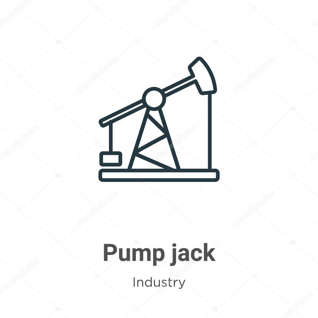 Pump jack outline vector icon. Thin line black pump jack icon, flat vector simple element illustration from editable industry concept isolated stroke on white background