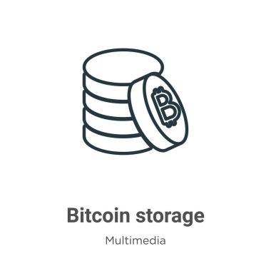 Bitcoin depolama ana hatları vektör simgesi. İnce çizgi siyah bitcoin depolama simgesi, düz vektör basit element çizimi düzenlenebilir multimedya konseptinden beyaz arkaplanda izole edilmiş vuruş