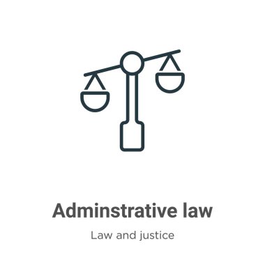 Yönetici yasası vektör ikonunu özetliyor. İnce çizgi siyah idari hukuk simgesi, düz vektör basit element illüstrasyonu düzenlenebilir hukuk ve adalet kavramından beyaz arka planda izole edilmiş felç