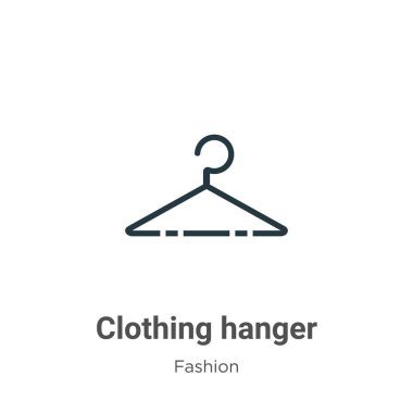 Elbise askısı ana hat vektör simgesi. İnce çizgi siyah elbise askısı simgesi, düz vektör basit element illüstrasyonu düzenlenebilir moda kavramından beyaz arkaplanda izole edilmiş vuruş