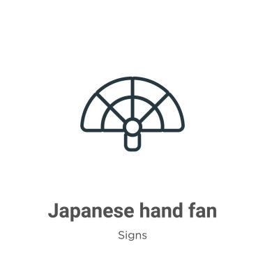 Japonca el fan taslak vektör simgesi. İnce çizgi siyah Japon el fan simgesi, düz vektör basit element çizimi düzenlenebilir işaretler kavramından izole edilmiş beyaz arka plan vuruşu