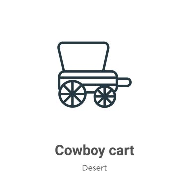 Kovboy arabası vektör ikonunu çiziyor. İnce çizgi siyah kovboy arabası ikonu, düz vektör basit element illüstrasyonu düzenlenebilir çöl kavramından beyaz arka planda izole edilmiş vuruş