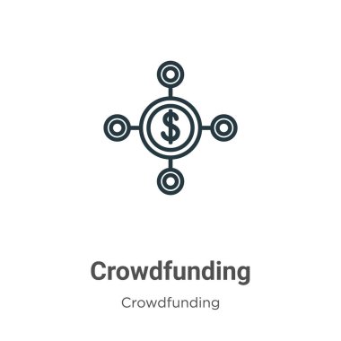 Kitle fonlarının ana hatları vektör simgesi. İnce çizgi siyah kitle fonlama simgesi, düz vektör basit element illüstrasyonu düzenlenebilir kitle fonlaması kavramından beyaz arka planda izole edilmiş vuruş