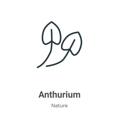 Anthurium ana hat vektör simgesi. İnce çizgi siyah anthurium simgesi, düz vektör basit element illüstrasyonu düzenlenebilir doğa kavramından beyaz zemin üzerinde izole edilmiş felç