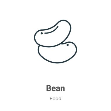 Fasulye çizgisi vektör simgesi. İnce çizgi siyah fasulye ikonu, düz vektör basit element illüstrasyonu düzenlenebilir gıda konseptinden beyaz arkaplanda izole edilmiş felç