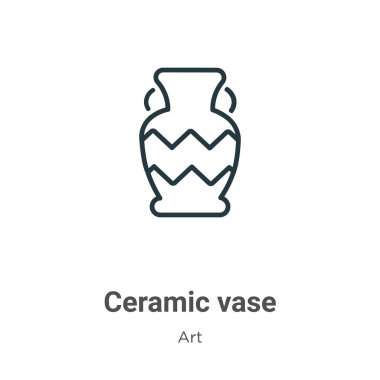 Seramik vazo taslak vektör simgesi. İnce çizgi siyah seramik vazo simgesi, düz vektör basit element illüstrasyonu düzenlenebilir sanat konseptinden beyaz zemin üzerinde izole edilmiş vuruş