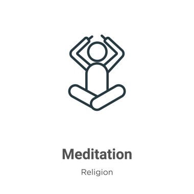 Meditasyon ana hatları vektör simgesi. İnce çizgi siyah meditasyon simgesi, düz vektör basit element illüstrasyonu düzenlenebilir din kavramından beyaz zemin üzerinde izole edilmiş vuruş