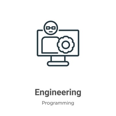 Mühendislik taslak vektör simgesi. İnce çizgi siyah mühendislik simgesi, düz vektör basit element illüstrasyonu düzenlenebilir programlama kavramından beyaz zemin üzerinde izole vuruş