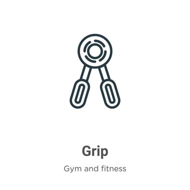 Taslak vektör simgesini kavra. İnce çizgi siyah kavrama simgesi, düz vektör basit element çizimi düzenlenebilir spor salonu ve fitness konsepti beyaz arka planda izole vuruş
