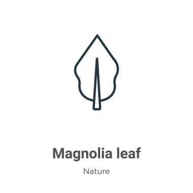 Manolya yaprağı ana hatlı vektör simgesi. İnce çizgi siyah manolya yaprağı simgesi, düz vektör basit element illüstrasyonu düzenlenebilir doğa kavramından beyaz zemin üzerinde izole edilmiş vuruş