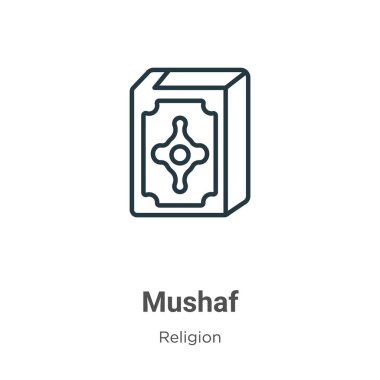 Musthe outline vektör simgesi. İnce çizgi siyah musu ikonu, düz vektör basit element illüstrasyonu düzenlenebilir din kavramından beyaz arkaplanda izole edilmiş vuruş