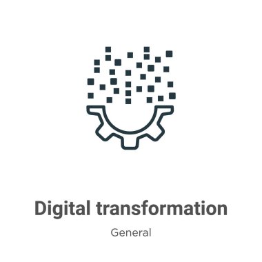 Dijital dönüşüm ana hatlı vektör simgesi. İnce çizgi siyah dijital dönüşüm simgesi, düz vektör basit element gösterimi, düzenlenebilir genel kavram izole edilmiş beyaz arkaplan vuruşu